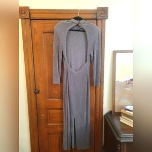 Vintage Susan Roselli For Vijack - Silver Rhinestoned Longsleeve Backless Dress